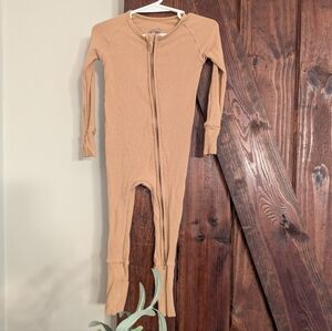 Little Crowns & Capes Ribbed Caramel Zippy Sleeper